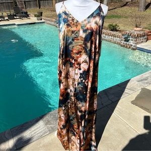 Nicole Miller satin Floral maxi